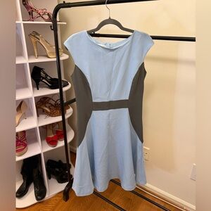 New York & Company Light Blue and Charcoal Mini Dress